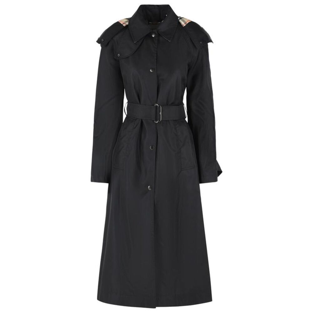 Burberry Long Car Coat With Black Nylon Hood Women
